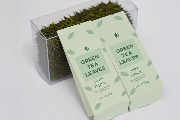 Premium tea leaves side gusset bag design